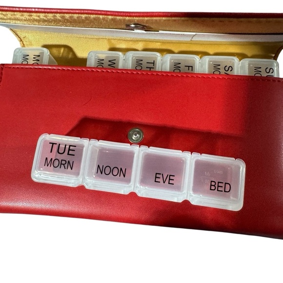 Buxton Red Weekly Pill Organizer - Picture 2 of 4